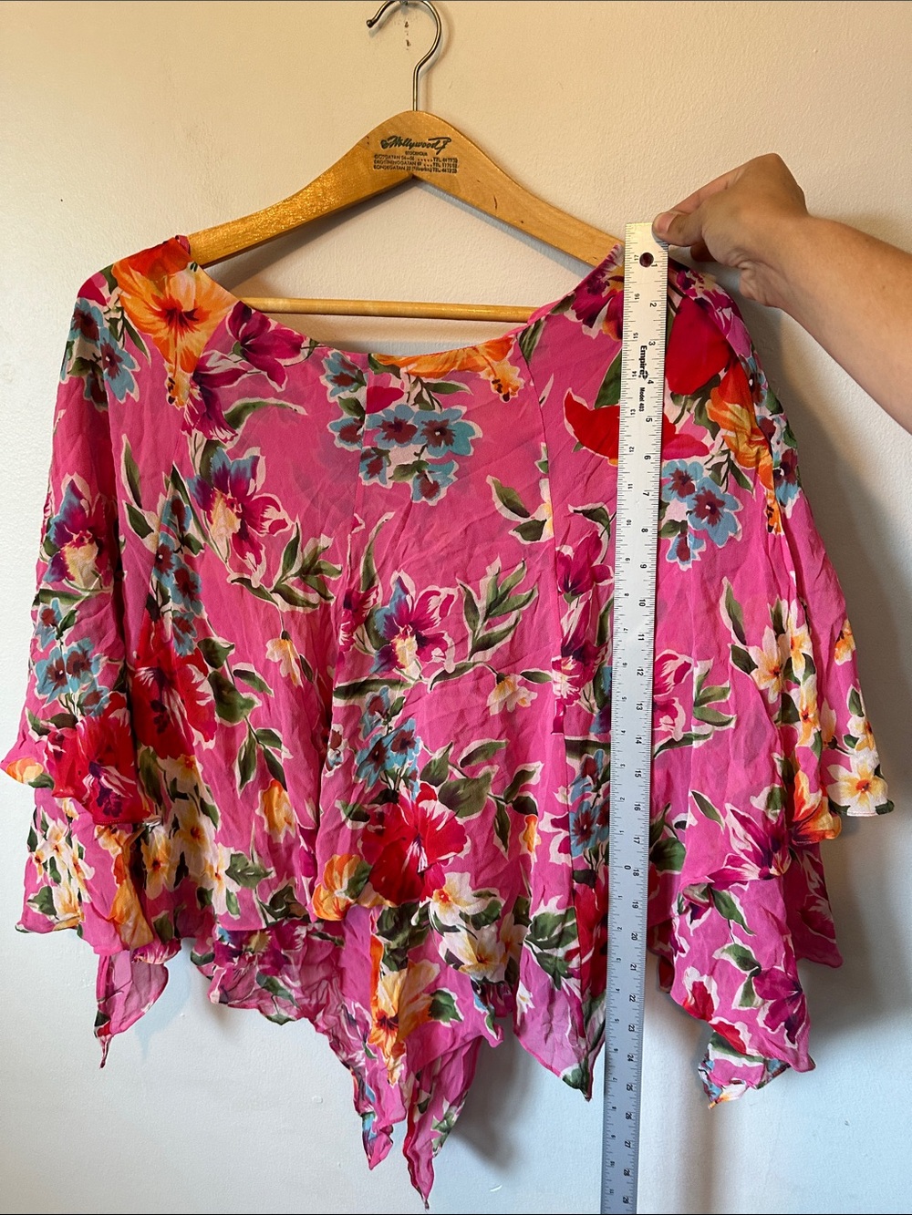 Ralph Lauren Vintage Floral Pink Lightweight Boho Poncho Blouse Women's 14P - Picture 7 of 8